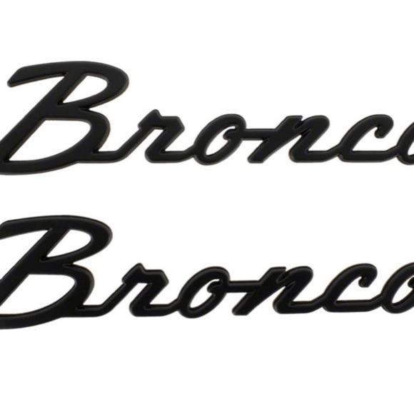 2021-2024 Bronco Matte Black Script Heritage Fender Emblems Pair NIP - Picture 1 of 12